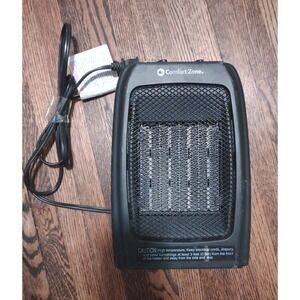 Comfort Zone CZ442E Portable Ceramic Space Heater Black 1500W Thermostat Fan